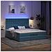 Pouf Letto Con Materassi E Led Blu Scuro 200x200cm Velluto - Foto miniatura 3