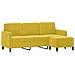 Divano A 3 Posti Con Poggiapiedi Giallo 180cm In Velluto - Foto miniatura 2