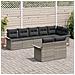 Set di divani da giardino 8 pezzi con cuscini grigio chiaro in polyrattan - Foto miniatura 3