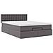 Struttura Letto Pouf con Materasso Grigio 140x190 cm Similpelle - Foto miniatura 6
