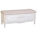 Sgabello Imbottito In Legno Laccato Bianco Antico 120x43x48h Cm - Foto miniatura 1