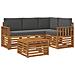 Set di divani da esterno con cuscino 5 pcs Naturale e Antracite - Foto miniatura 1