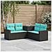 Set di divani 5 pz Nero e Blu Rattan sintetico e Acciaio - Foto miniatura 6