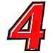 Numero 4 Adesivo Slim Olografico Rosso, 10 x 6,5 cm - Foto miniatura 1