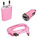 Kit Caricabatterie Accendisigari + Spina + Cavo Microusb Rosa - Foto miniatura 1