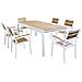 Set Tavolo Giardino Allungabile Rettangolare 200/300 X 100 Con 6 Poltrone In Alluminio Bianco E Polywood Da Esterno - Foto miniatura 2
