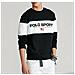 Ralph Lauren Felpa Uomo Polo Sport Usa Senza Cappuccio Girocollo Bianca E Nera Felpa Polsini E Bordo A Coste Tg Xl - Foto miniatura 1