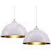 Set 2 Lampadari Sospensione Moderno Design Industriale Lampada Metallo Bianc Oro - Foto miniatura 1