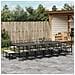 Set da Pranzo da Giardino 17 pz con Cuscini Nero in Polyrattan - Foto miniatura 7