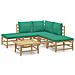 Set Salotto da Giardino 6pz con Cuscini Verdi Bambù - Foto miniatura 1