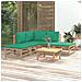 Set Salotto da Giardino 6pz con Cuscini Verdi Bambù - Foto miniatura 2