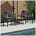 Set di Mobili da Esterno 3 pcs Grigio e Blu Navy Rattan in PE - Foto miniatura 2