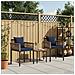 Set di Mobili da Esterno 3 pcs Grigio e Blu Navy Rattan in PE - Foto miniatura 4
