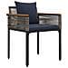 Set di Mobili da Esterno 3 pcs Grigio e Blu Navy Rattan in PE - Foto miniatura 5