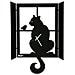 Orologio Da Parete Design Gatto Alla Finestra  - Foto miniatura 2