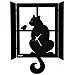 Orologio Da Parete Design Gatto Alla Finestra  - Foto miniatura 1