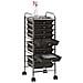 Carrello Portaoggetti Mobile Con 10 Cassetti Nero In Plastica - Foto miniatura 4