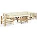 Set Divani Da Giardino 7 Pz Con Cuscini Bianco Crema In Bamb? - Foto miniatura 1