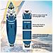 Sup Stand Up Paddle Tavola Gonfiabile Surf Board Tiger Blu 10'6"" Con Pagaia E Tutti Gli Accessori 320cm X 83cm X 15cm Portata 150kg 3 Pinne - Foto miniatura 3