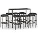 Set da Bar per Giardino 9 pz con Cuscini in Polyrattan Grigio - Foto miniatura 1