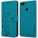 Custodia Compatibile Con Huawei Y6 Pro 2017 In Blu Fiore - Coperchio Protettivo In Design Floreale Con Chiusura Magnetica, Funzione Stand E Slot Per Carte - Foto miniatura 8