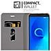 Custodia Compatibile Con Alcatel 3 In Grigio Chiaro Marrone - Coperchio Protettiva Con Chiusura Magnetica, Funzione Stand E Tasca Per Le Carte - Foto miniatura 4