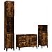 Set Mobili Da Bagno 3 Pz Rovere Fumo In Legno Multistrato - Foto miniatura 2