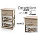 Trade Shop - Mobile Cassettiera In Legno Naturale 3 Cassetti 37x27x58cm Decorata Ceste 787805 - Foto miniatura 1