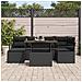 Set di divani da giardino  7 pezzi con cuscini Nero Rattan Poli Acacia, Divano da giardino 2 posti  con cuscini Nero Rattan Poli - Foto miniatura 3