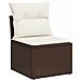 Set Divano da Giardino 6 Pezzi con Cuscini Marrone Poly Rattan,  Divano da Giardino 2 Posti con Magazzino e Cuscini Marrone Poly Rattan - Foto miniatura 5
