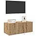 Cabinet da muro per TV  con luci LED Rovere artigianale 80x35x31 cm - Foto miniatura 2