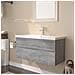 Mobile Bagno e Lavabo Integrato Grigio Sonoma Legno Multistrato - Foto miniatura 2