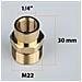 Adattatore Riduzione M22 A 1/4"" Per Idropulitrice - Ottone Di Alta Qualità | Filettatura M22x1,5 Mm, 14 Mm | Compatibile Con Accessori 1/4"" - Foto miniatura 4