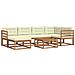 Set di divani da esterno con cuscino 7 pcs Naturale e Crema - Foto miniatura 1