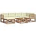 Set di divani da esterno con cuscino 7 pcs Naturale e Crema - Foto miniatura 3