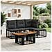 Set Divano da Giardino 5 pz Nero e Grigio scuro polyrattan - Foto miniatura 3