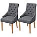 2 Pz Sedie Sala Da Pranzo Stoffa Grigio Scuro Legno Di Quercia - Foto miniatura 1