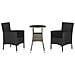 Set Bistrò da Giardino 3 pz con Cuscini in Polyrattan Nero - Foto miniatura 1
