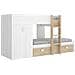 Letto Per Bambini Cevedale, Cameretta Completa Con Armadio E Cassetti, Composizione Letto A Castello Con Due Lettini Singoli, 271x111h150 Cm, Bianco E Rovere - Foto miniatura 2