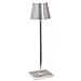 Lampada A Led Da Tavolo Poldina Pro Micro Cromo Lucido Ricaricabile E Dimmerabile Con Batteria Fino A 12 Ore - Foto miniatura 1