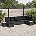 Set di Divano da Giardino 7 Pezzi con Cuscini Nero Polyrattan Acacia - Foto miniatura 2