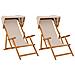 Lettino 2 pcs 3 Posizione Legno di Eucalipto Massello Beige - Foto miniatura 1