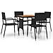 Set Da Pranzo Per Giardino 5 Pz In Polyrattan Nero - Foto miniatura 1