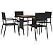 Set Da Pranzo Per Giardino 5 Pz In Polyrattan Nero - Foto miniatura 2