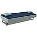 Divano Letto Jordi, Divano Letto A 3 Posti Con Piedini In Metallo Nero, Sofà Da Soggiorno In Tessuto Imbottito Con Apertura Click-clack, 190x87h97 Cm, Grigio E Blu - Foto miniatura 4