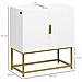 Mobile Bagno Sottolavabo Con Armadietto 2 Ante In Legno E Acciaio, 60x30x65cm, Bianco E Oro - Foto miniatura 5