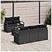 Set Divano da Giardino  6 Pezzi con Cuscini Nero Polyrattan, Divano da Giardino  2 Posti con Spazio di Stoccaggio e Cuscini Nero Polyrattan - Foto miniatura 3