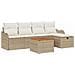 Set Divano da Giardino a 6 Pezzi con Cuscini Beige in Rattan Polimerico,  Divano da Giardino a 2 Posti con Cuscini Beige in Rattan Polimerico - Foto miniatura 1