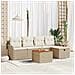 Set Divano da Giardino a 6 Pezzi con Cuscini Beige in Rattan Polimerico,  Divano da Giardino a 2 Posti con Cuscini Beige in Rattan Polimerico - Foto miniatura 2