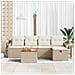 Set Divano da Giardino a 6 Pezzi con Cuscini Beige in Rattan Polimerico,  Divano da Giardino a 2 Posti con Cuscini Beige in Rattan Polimerico - Foto miniatura 3